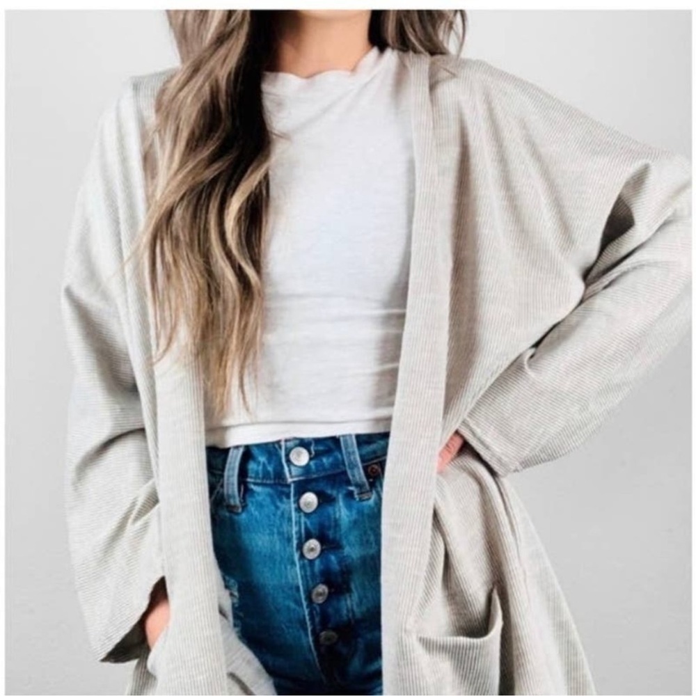 NWT Anthropologie DONNI. Sandwash Ribbed Open Front Cardigan One Size - Picture 2 of 7
